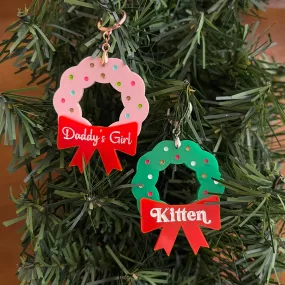 Personalized Christmas Wreath BDSM Collar Tag