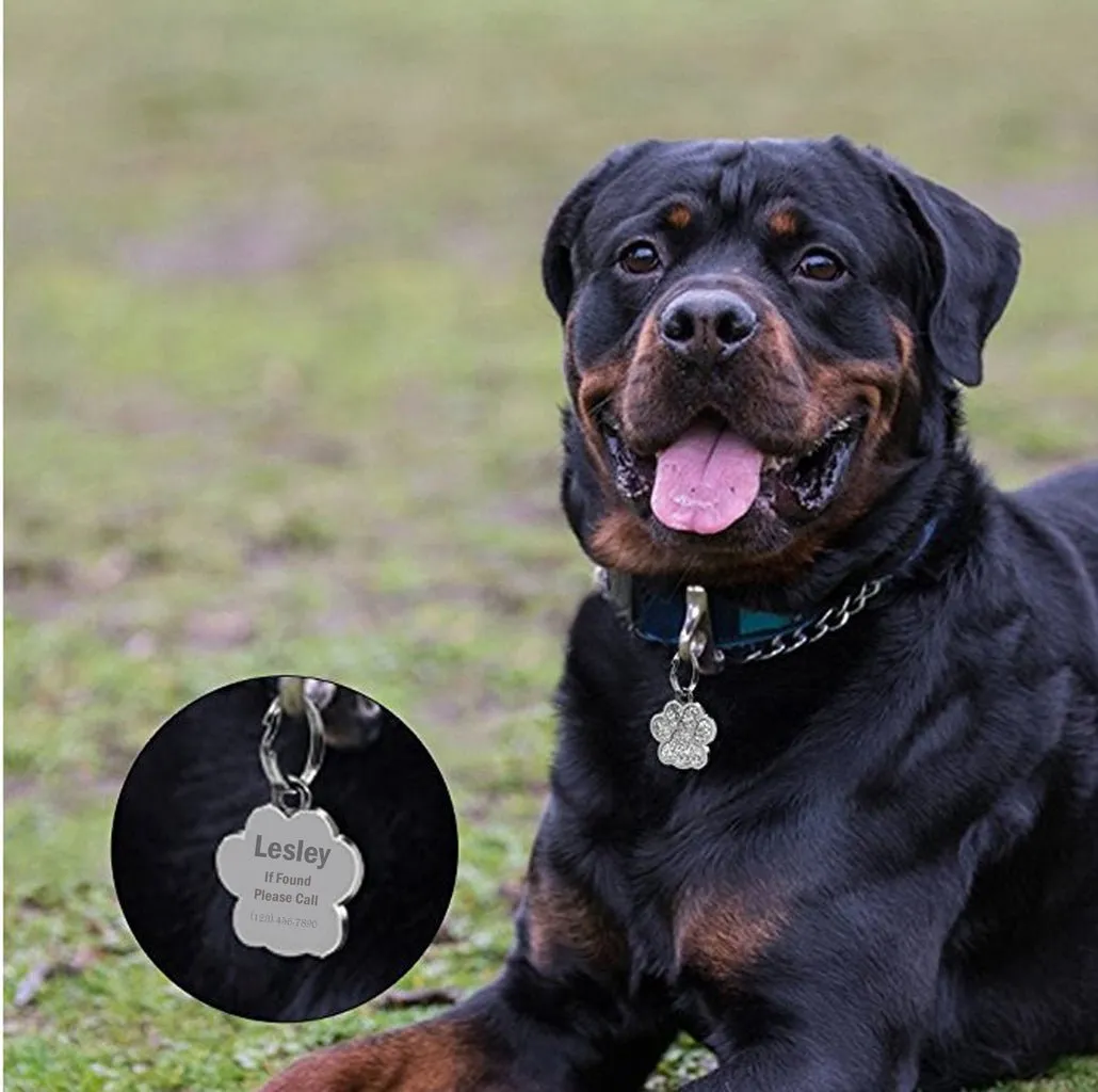 Personalized Dog Tags, Paw Shape Pet ID Tags Engraved, Custom Dog Tags