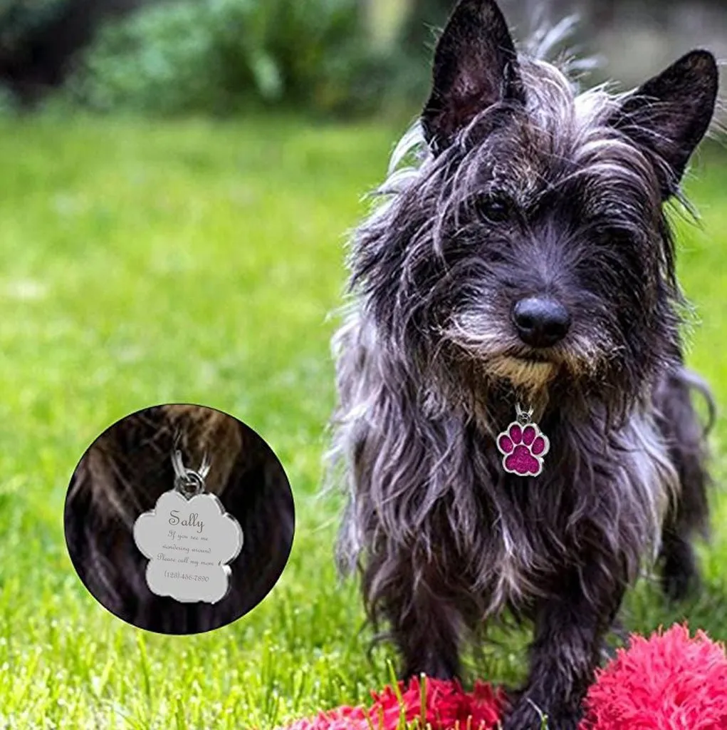 Personalized Dog Tags, Paw Shape Pet ID Tags Engraved, Custom Dog Tags