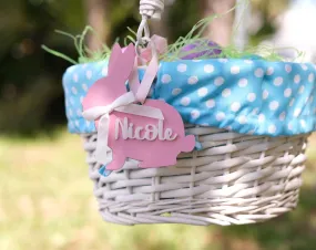 Personalized Easter Basket Name Tag for Kids Boys Girls Wooden Bunny First Easter Gift Tag Rabbit or Chick Decor Custom Laser Cut Ornament