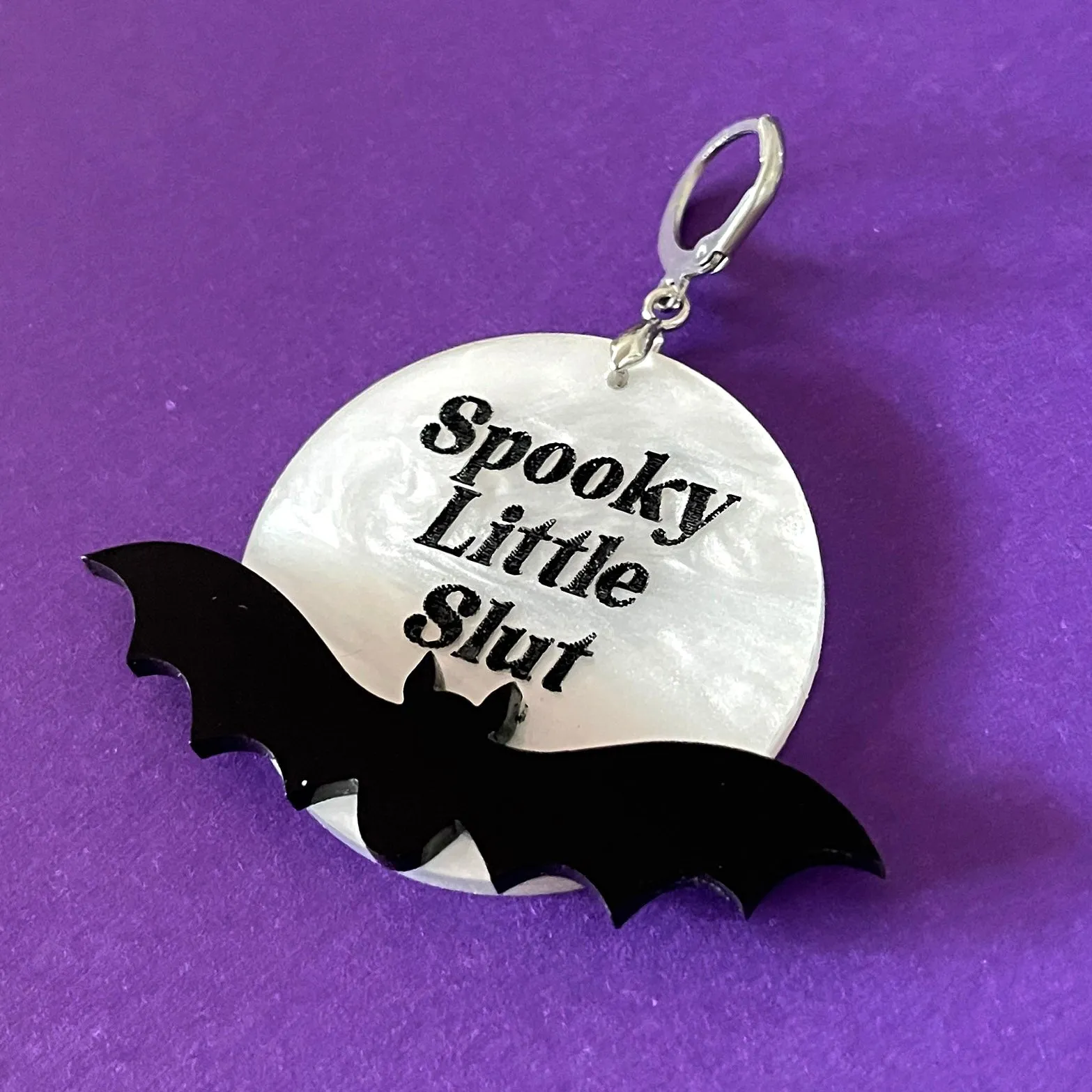 Personalized Full Moon Bat BDSM Collar Tag