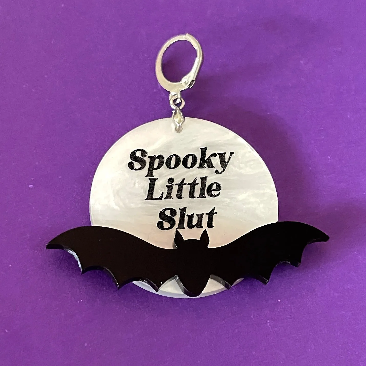 Personalized Full Moon Bat BDSM Collar Tag