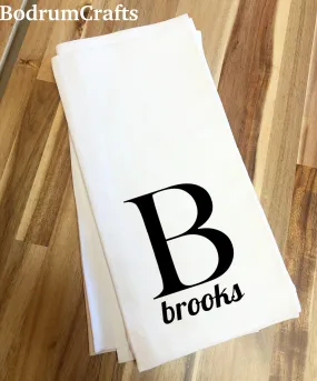 Personalized Monogram Flour Sack Kitchen Towels T001