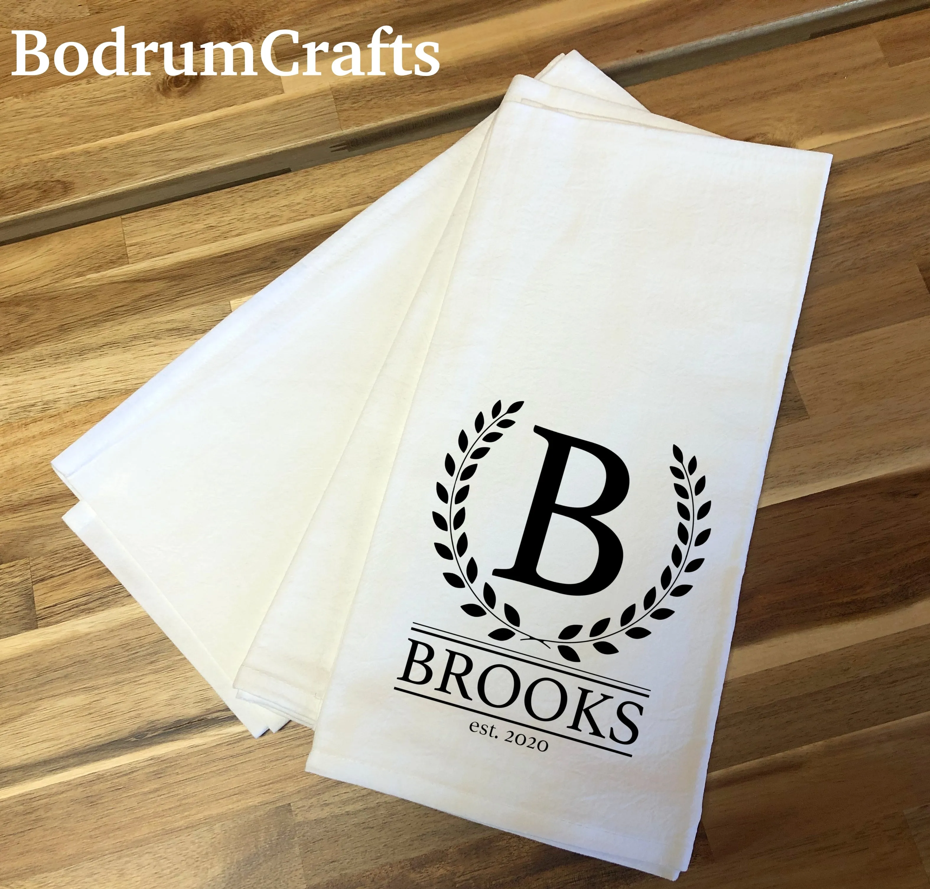 Personalized Monogram Flour Sack Kitchen Towels T002