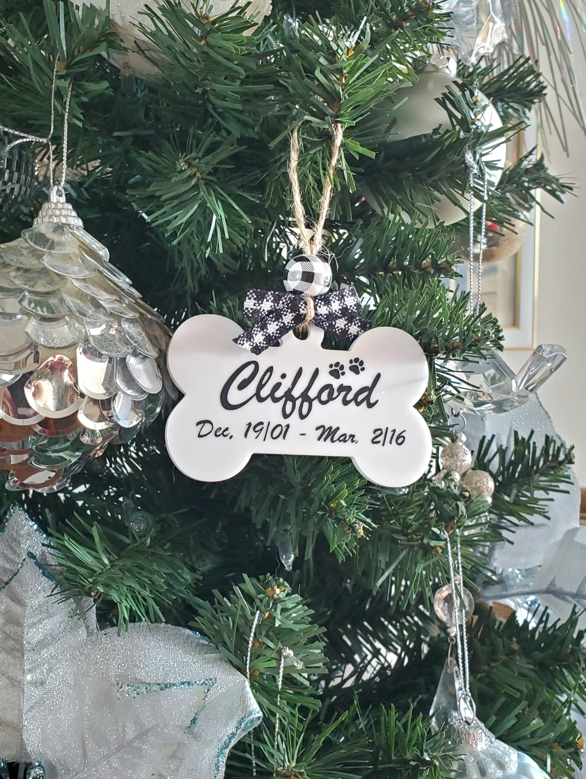 Personalized Pet Memorial Ornament | Bone Shape