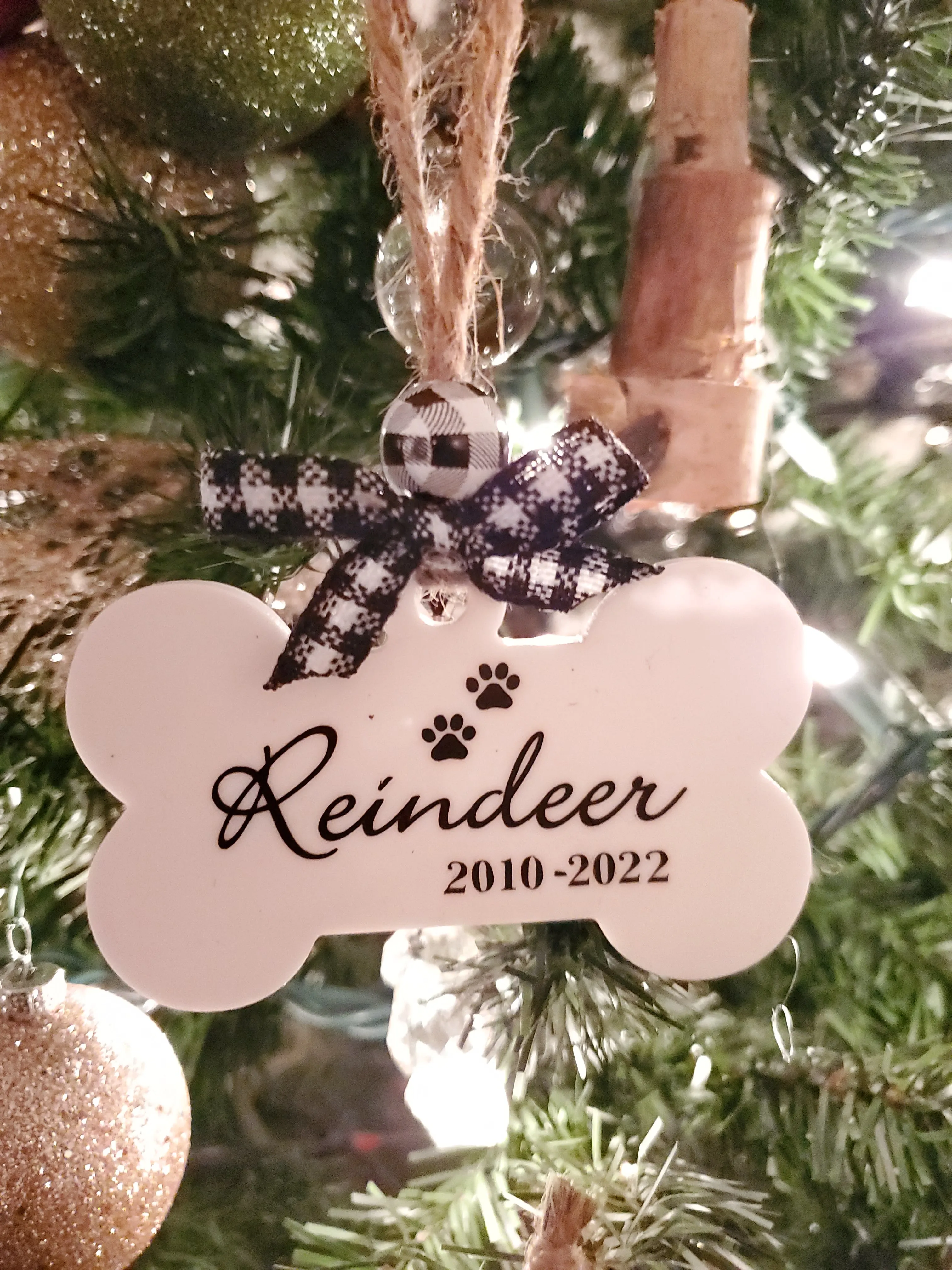 Personalized Pet Memorial Ornament | Bone Shape