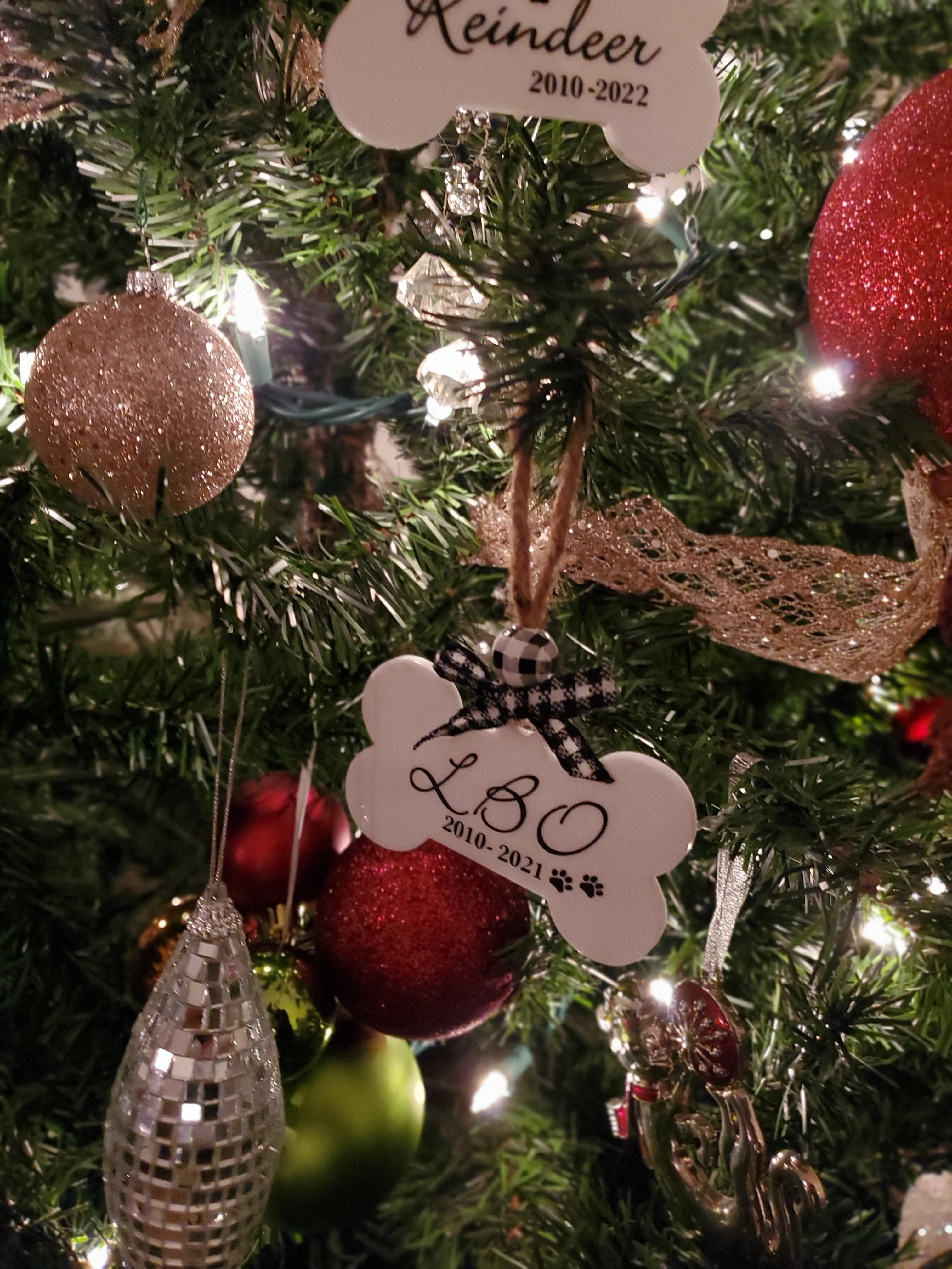 Personalized Pet Memorial Ornament | Bone Shape