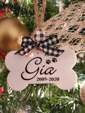 Personalized Pet Memorial Ornament | Bone Shape