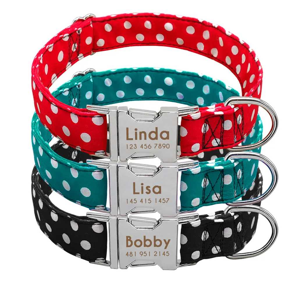 Personazlied Dog Collar Customized Pet Collar Nylon Anti-lost Nameplate Tags Engraved Collar