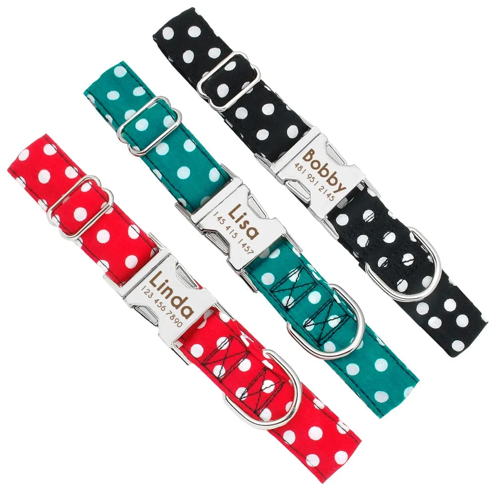 Personazlied Dog Collar Customized Pet Collar Nylon Anti-lost Nameplate Tags Engraved Collar