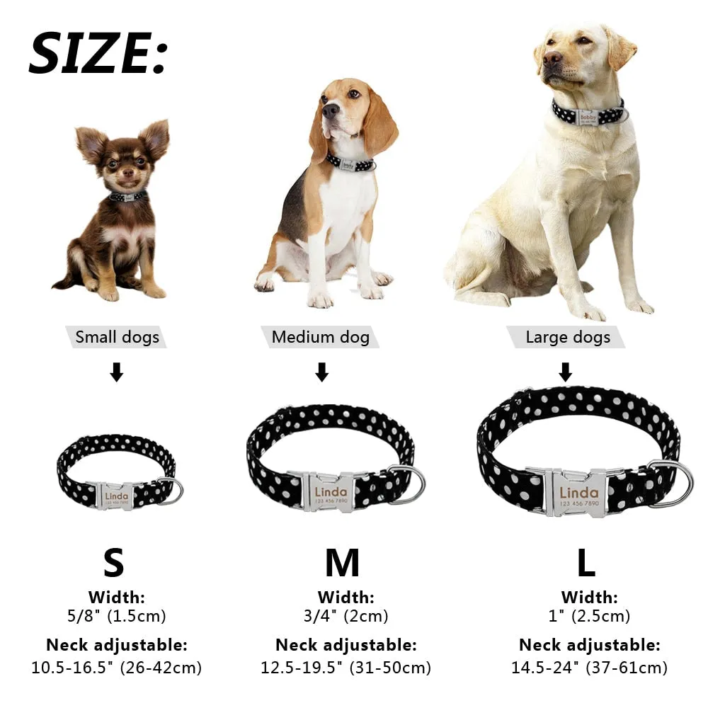 Personazlied Dog Collar Customized Pet Collar Nylon Anti-lost Nameplate Tags Engraved Collar
