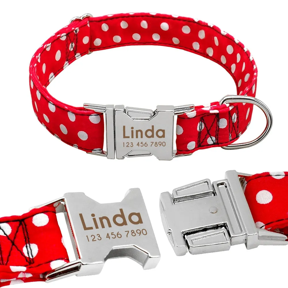 Personazlied Dog Collar Customized Pet Collar Nylon Anti-lost Nameplate Tags Engraved Collar