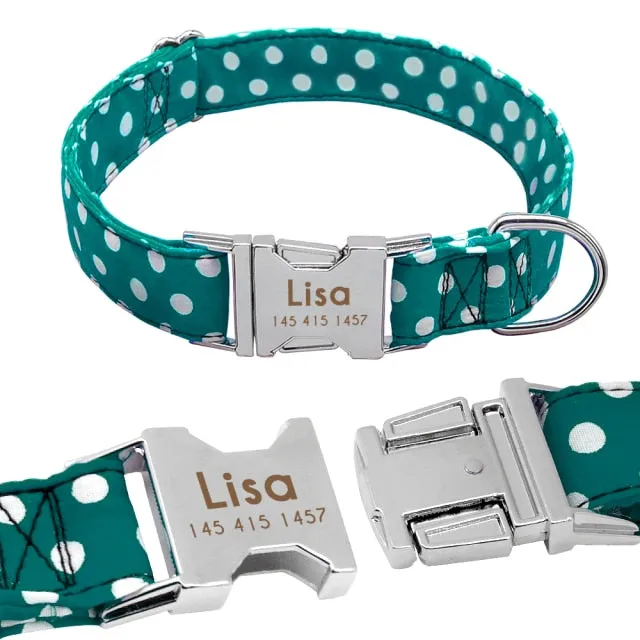 Personazlied Dog Collar Customized Pet Collar Nylon Anti-lost Nameplate Tags Engraved Collar
