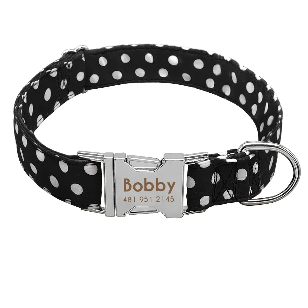 Personazlied Dog Collar Customized Pet Collar Nylon Anti-lost Nameplate Tags Engraved Collar