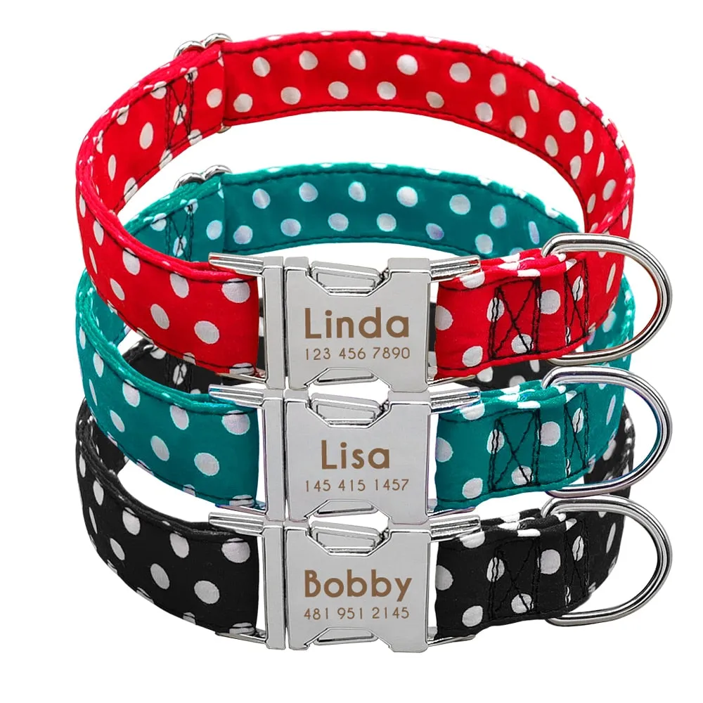 Personazlied Dog Collar Customized Pet Collar Nylon Anti-lost Nameplate Tags Engraved Collar