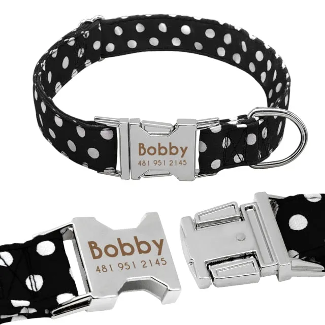 Personazlied Dog Collar Customized Pet Collar Nylon Anti-lost Nameplate Tags Engraved Collar