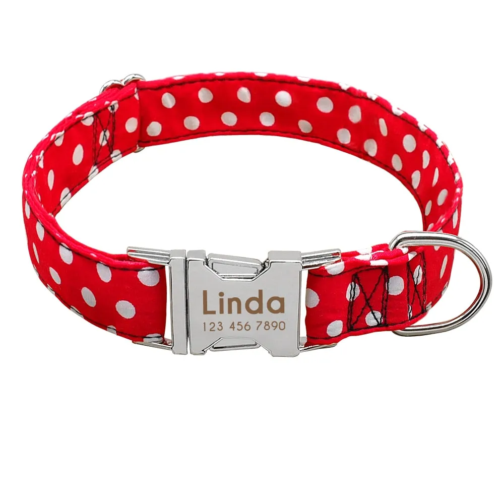 Personazlied Dog Collar Customized Pet Collar Nylon Anti-lost Nameplate Tags Engraved Collar