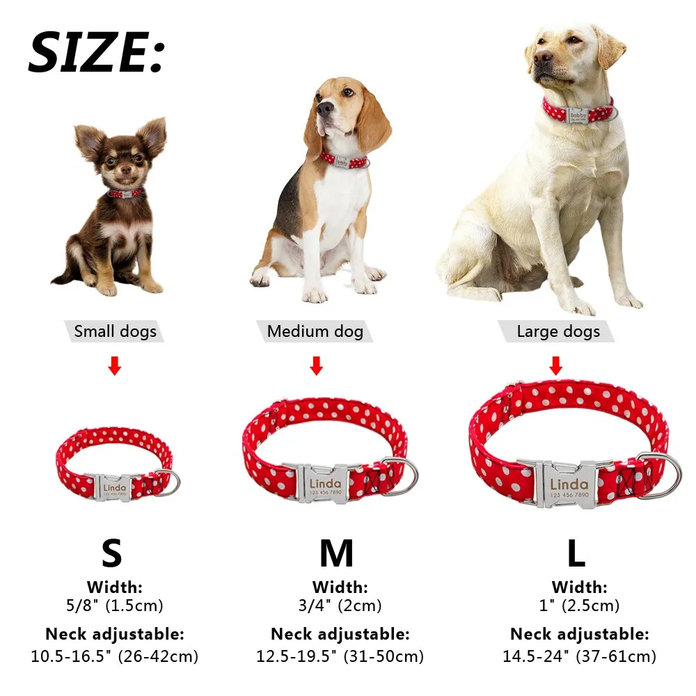 Personazlied Dog Collar Customized Pet Collar Nylon Anti-lost Nameplate Tags Engraved Collar