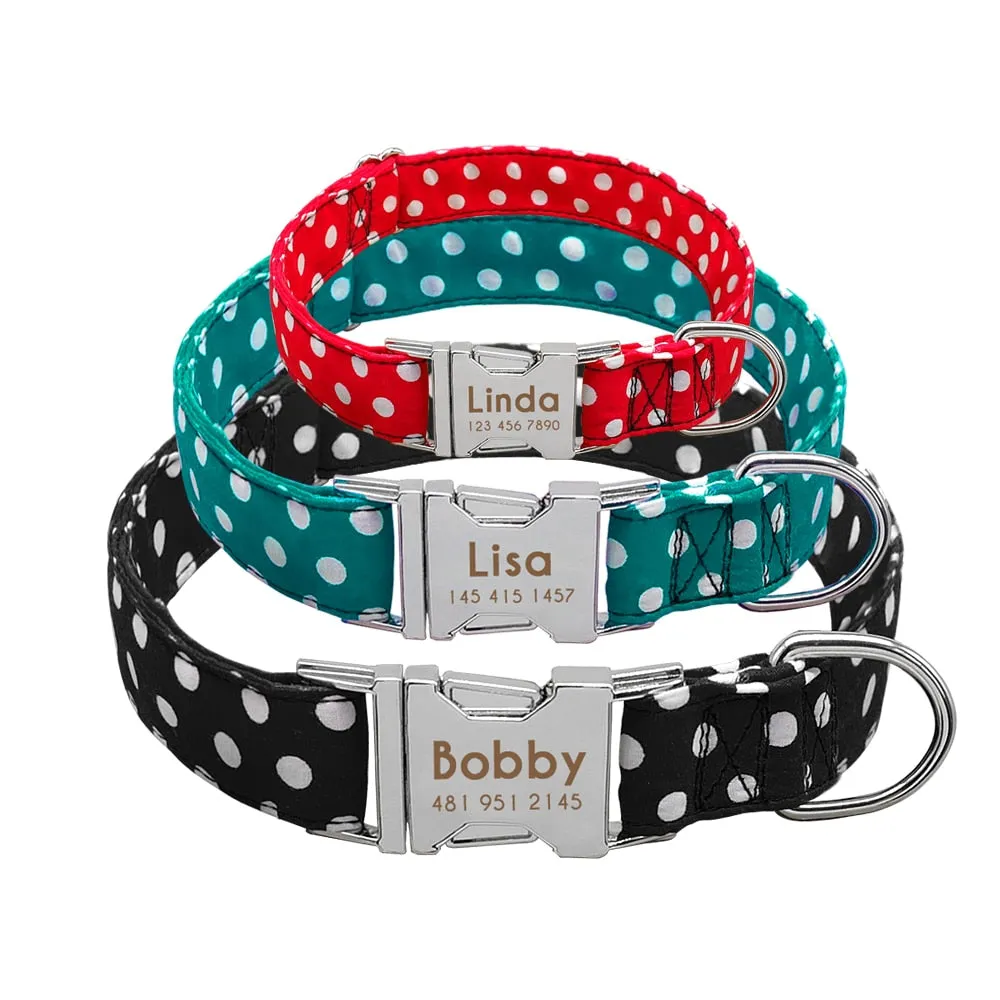 Personazlied Dog Collar Customized Pet Collar Nylon Anti-lost Nameplate Tags Engraved Collar