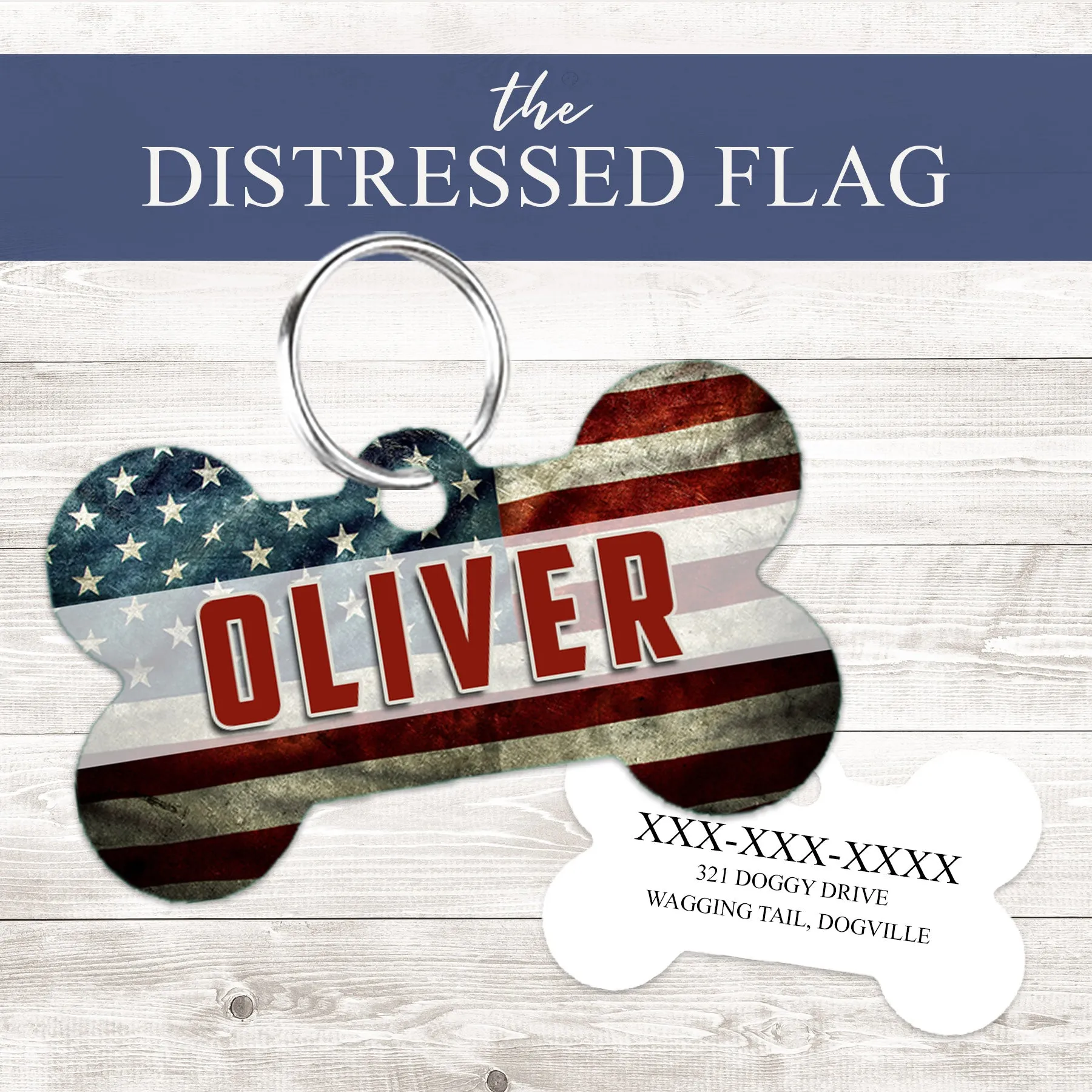 Pet ID Tag | Distressed Flag