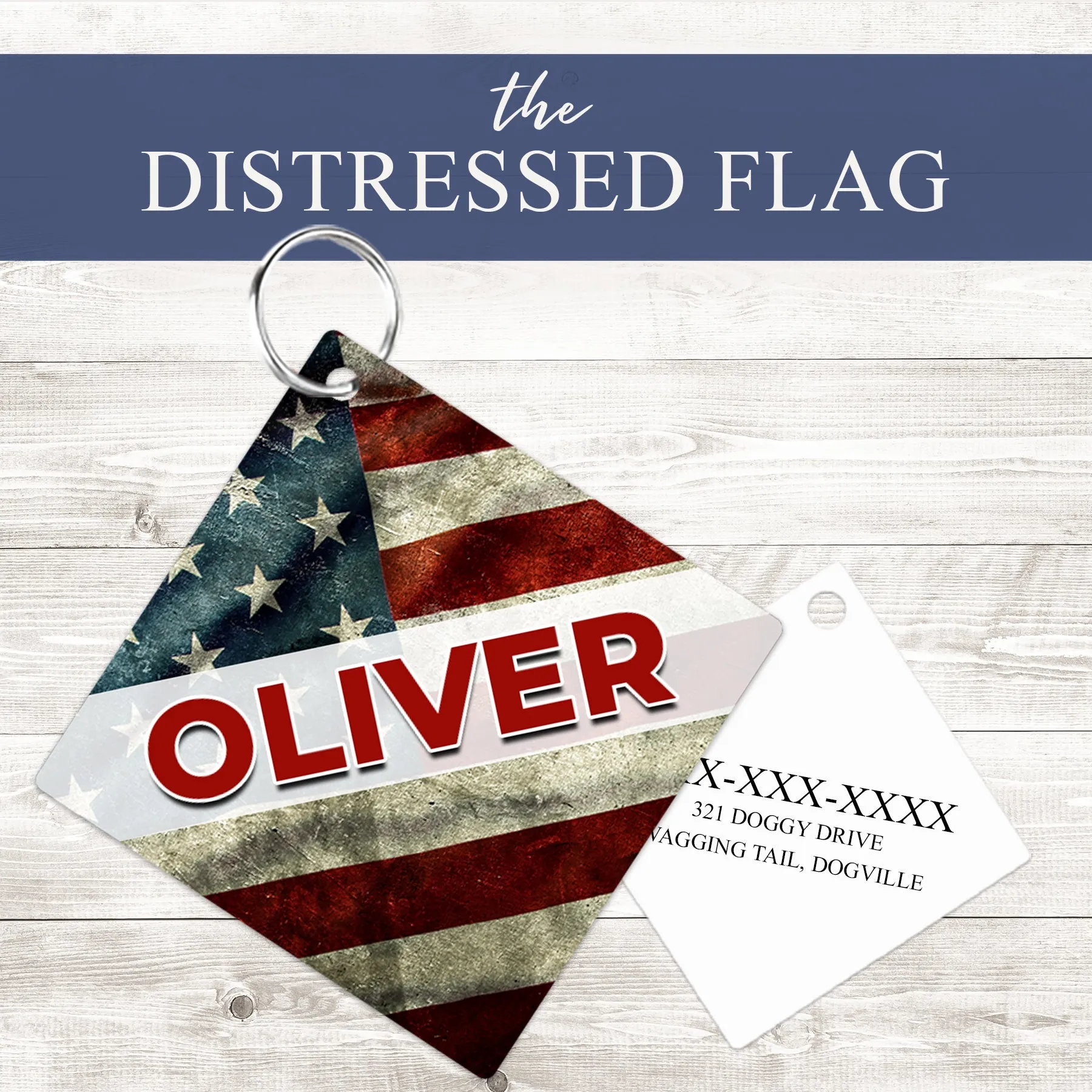 Pet ID Tag | Distressed Flag