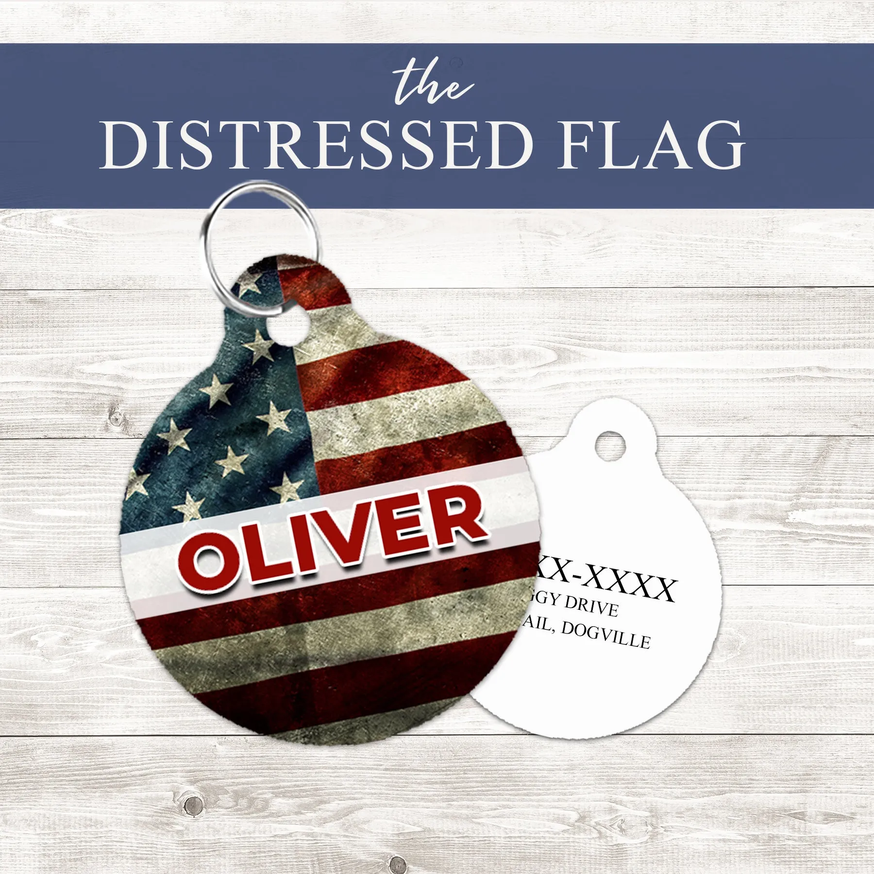 Pet ID Tag | Distressed Flag