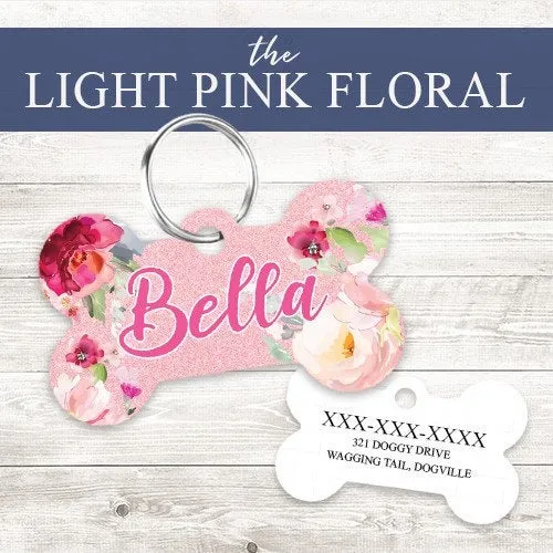 Pet ID Tag | Light Pink Floral