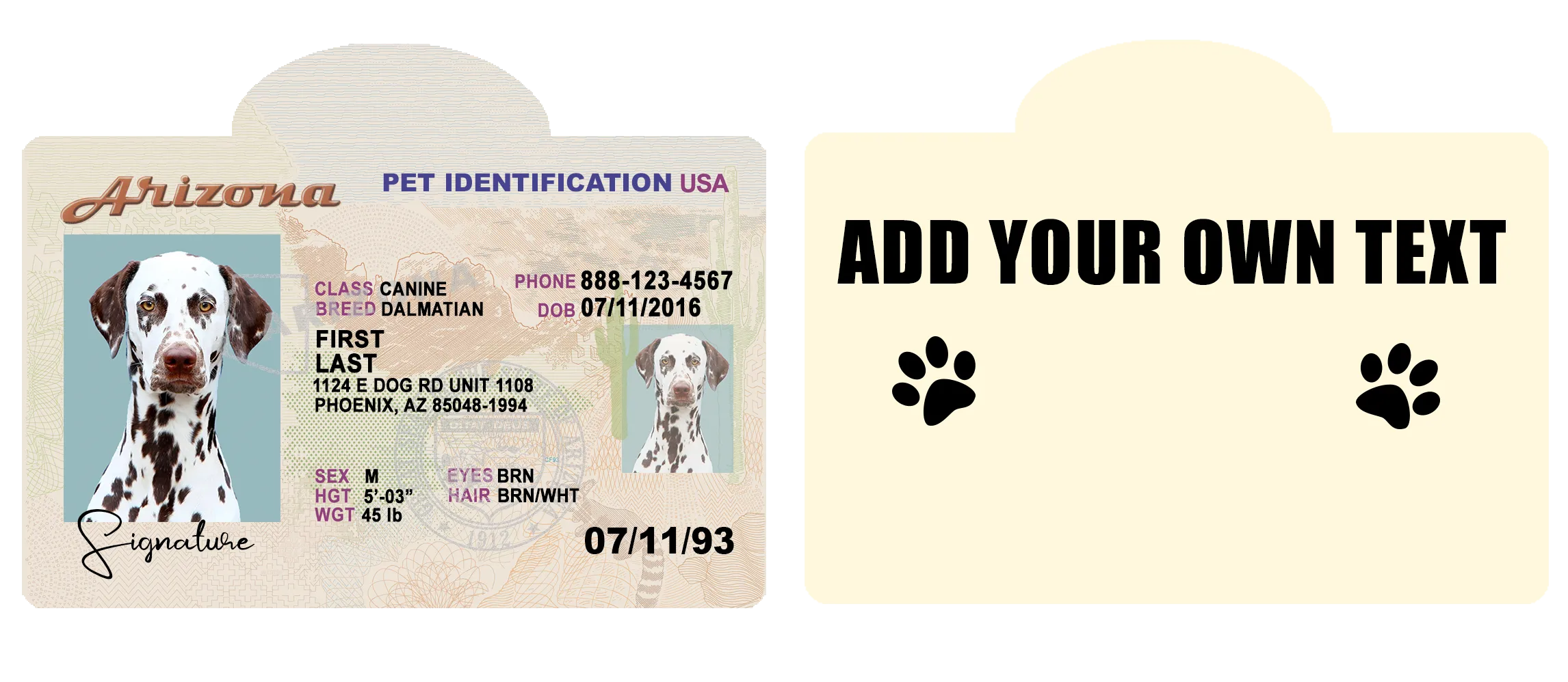 Pet ID Tag Personalized with your state