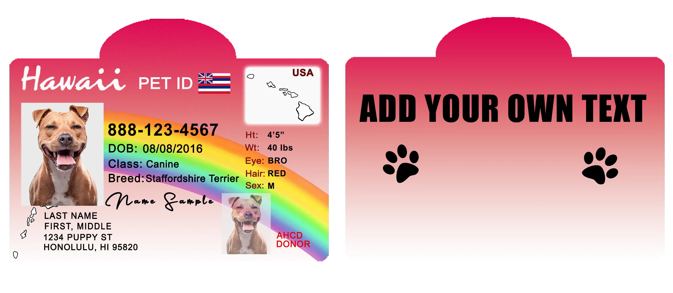 Pet ID Tag Personalized with your state