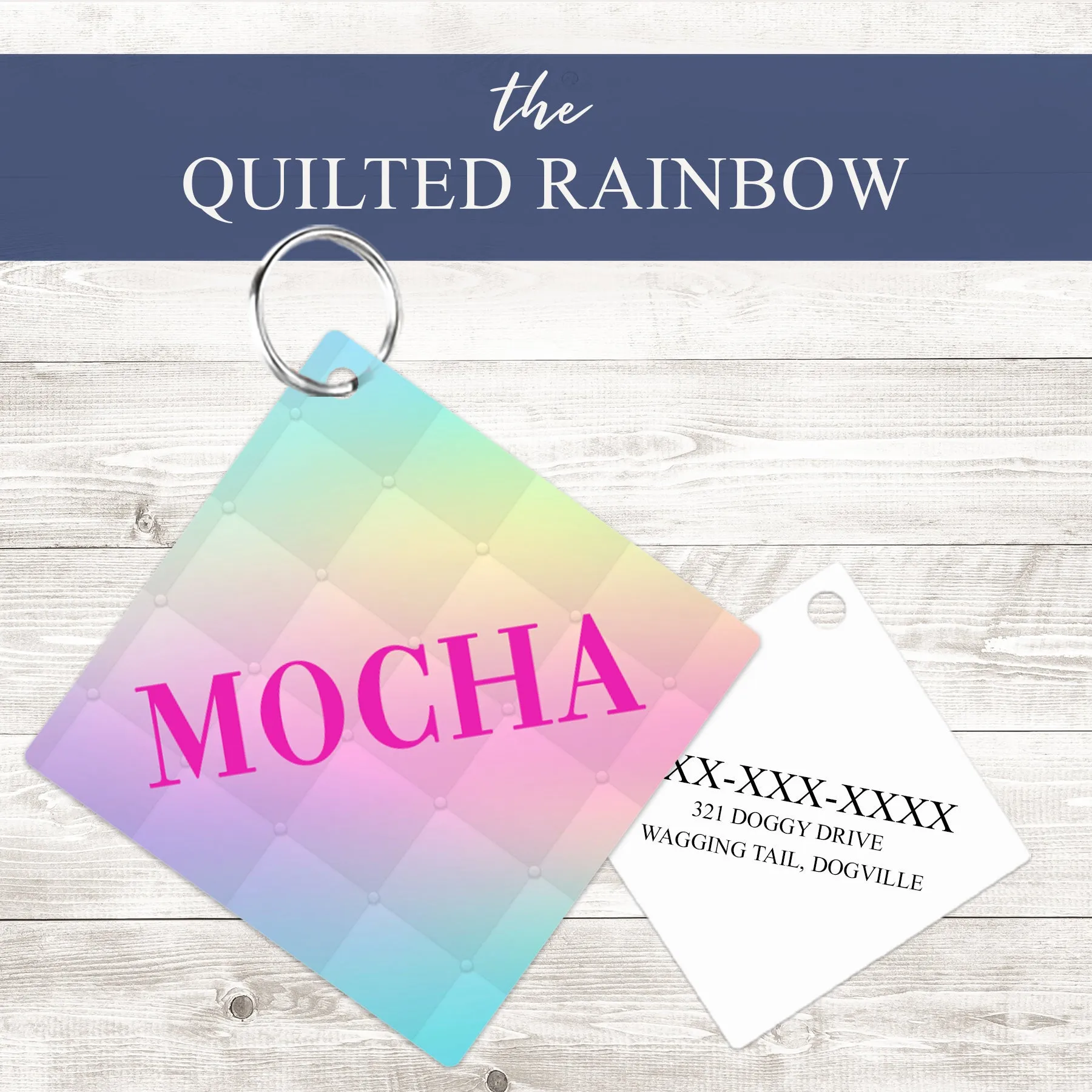 Pet ID Tag | Quilted Rainbow