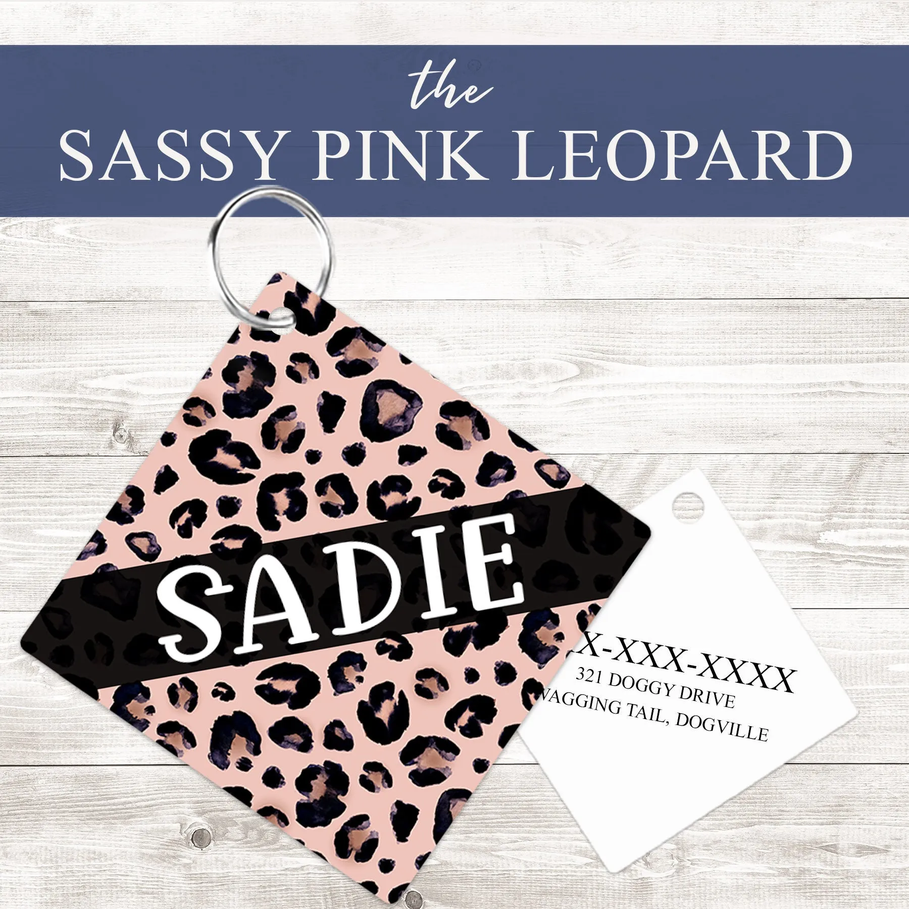 Pet ID Tag | Sassy Blush Pink Leopard