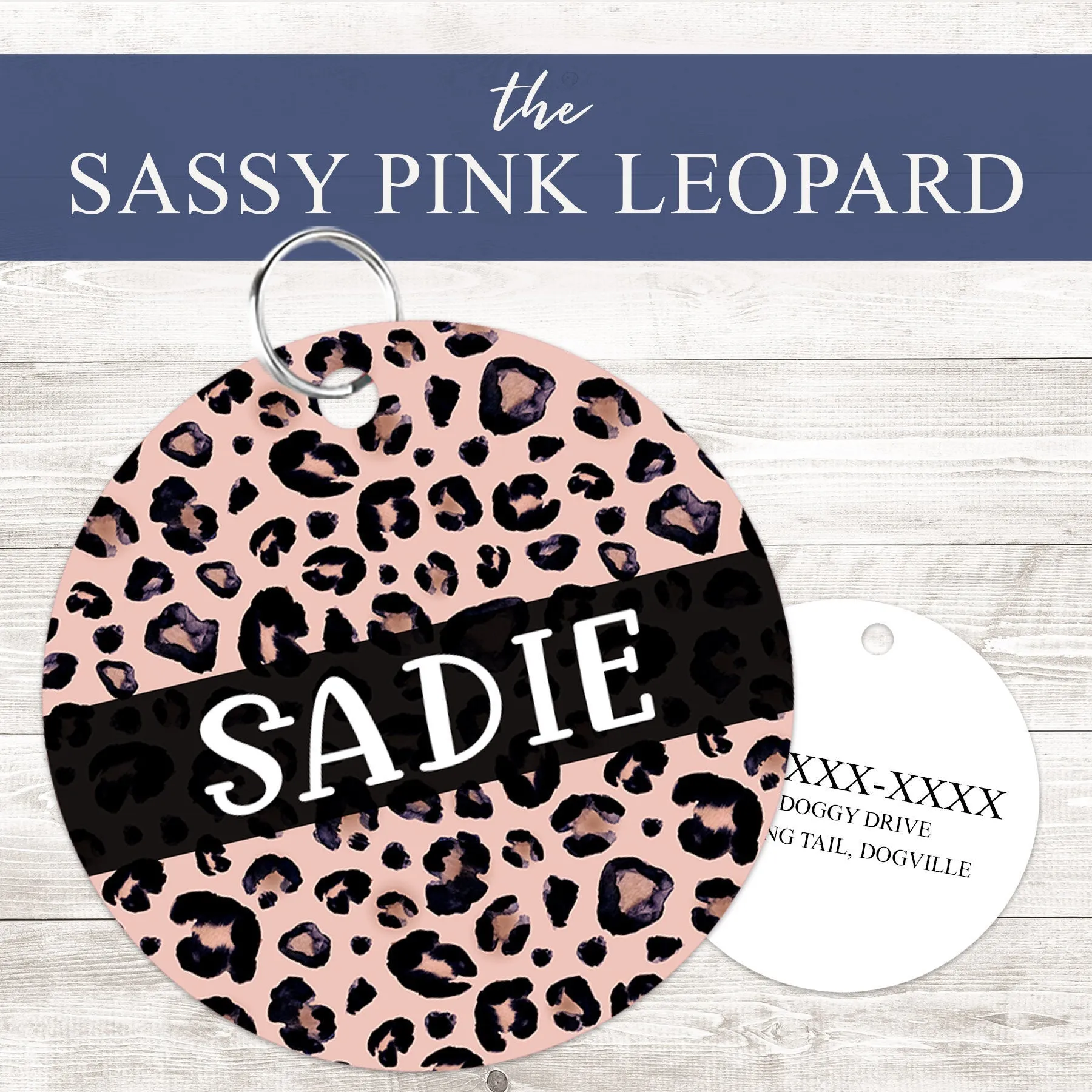 Pet ID Tag | Sassy Blush Pink Leopard