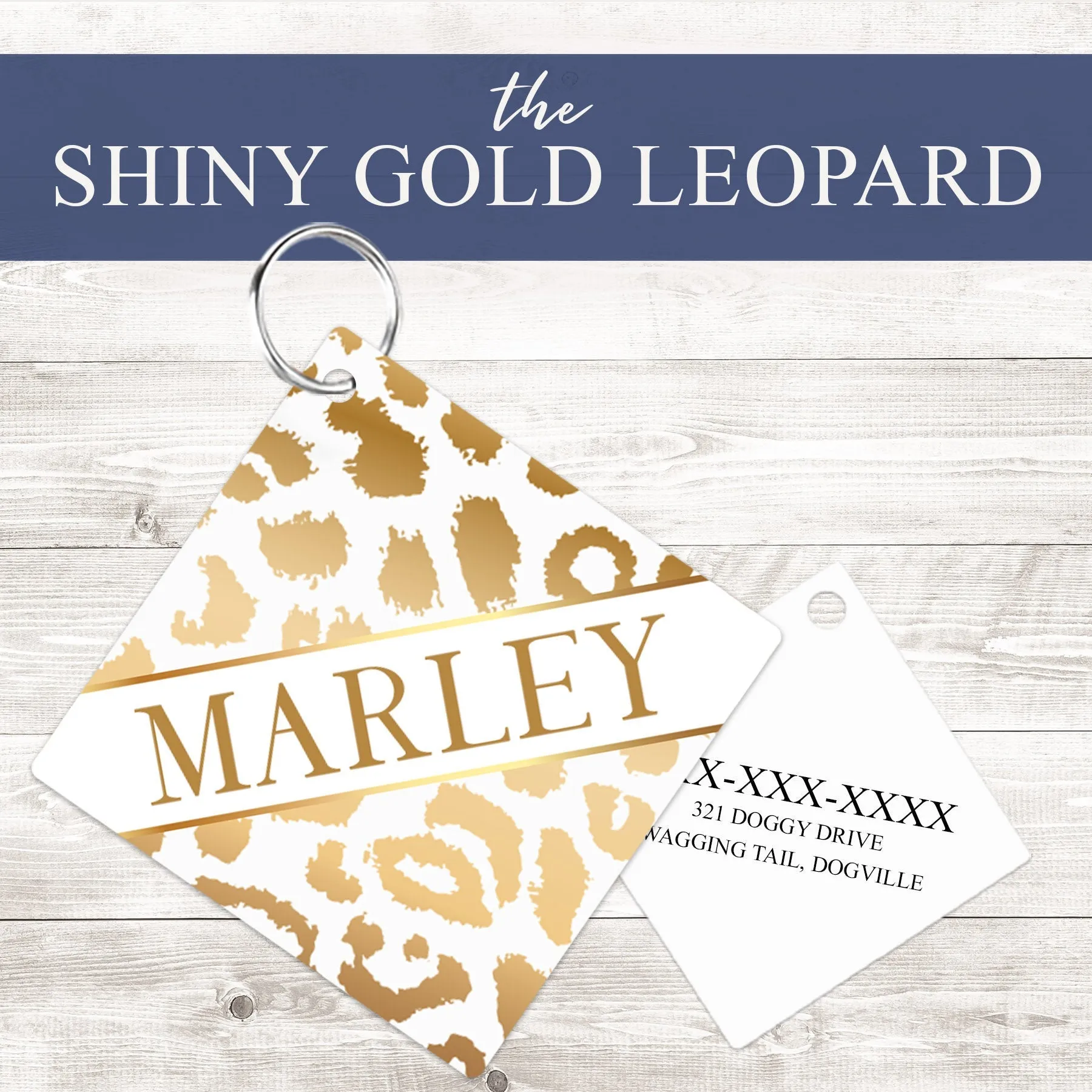 Pet ID Tag | Shiny Gold Leopard