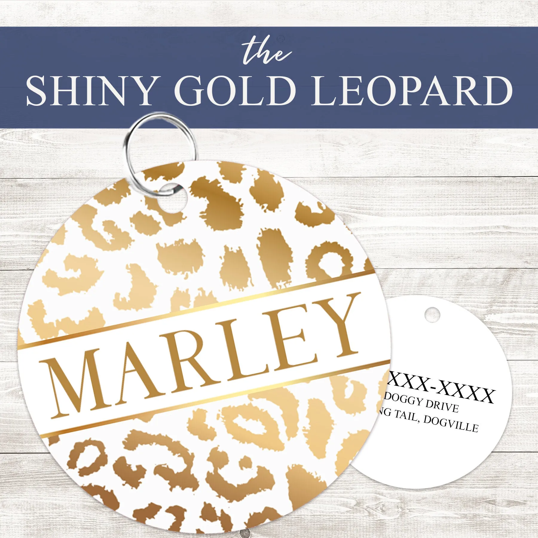 Pet ID Tag | Shiny Gold Leopard
