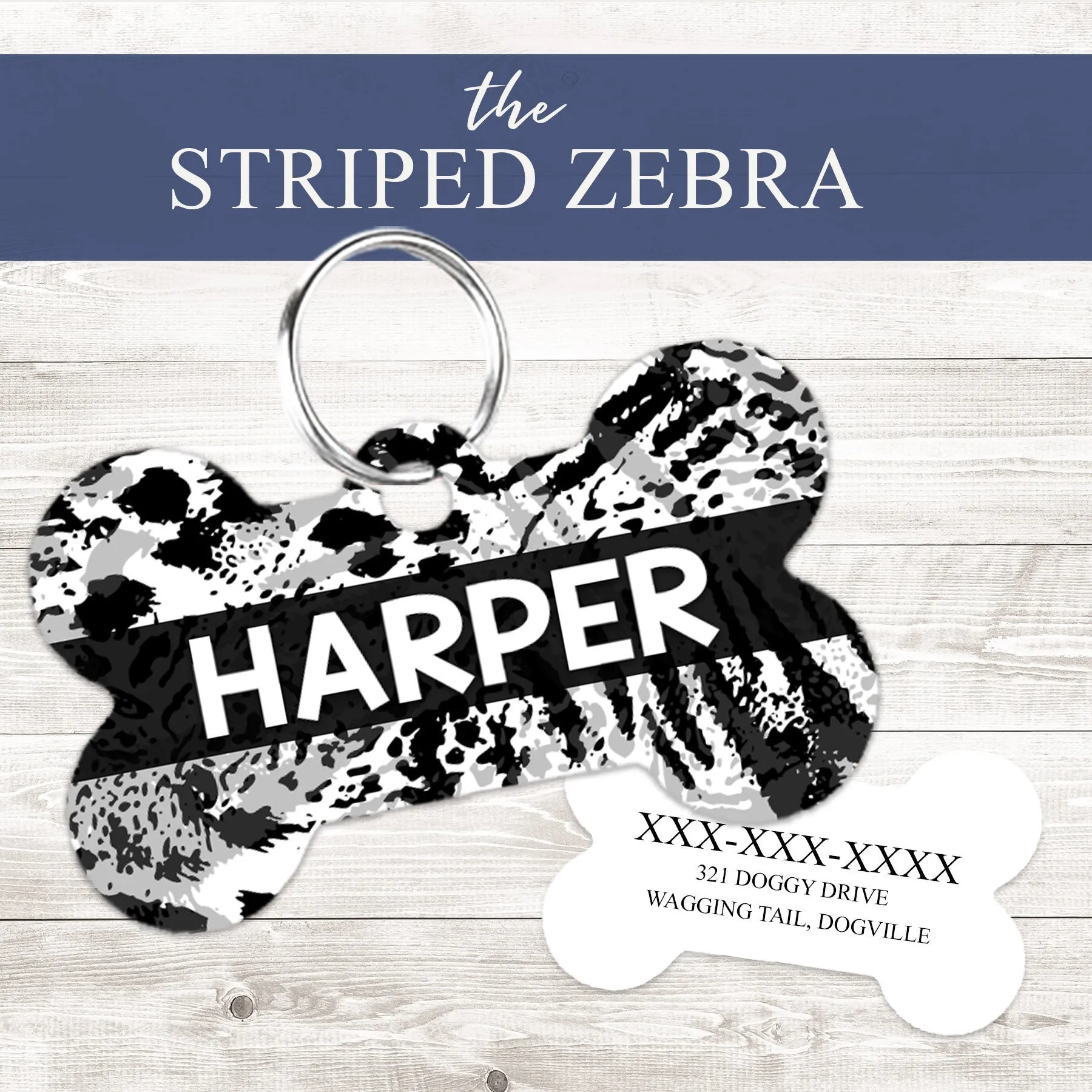 Pet ID Tag | Striped Zebra
