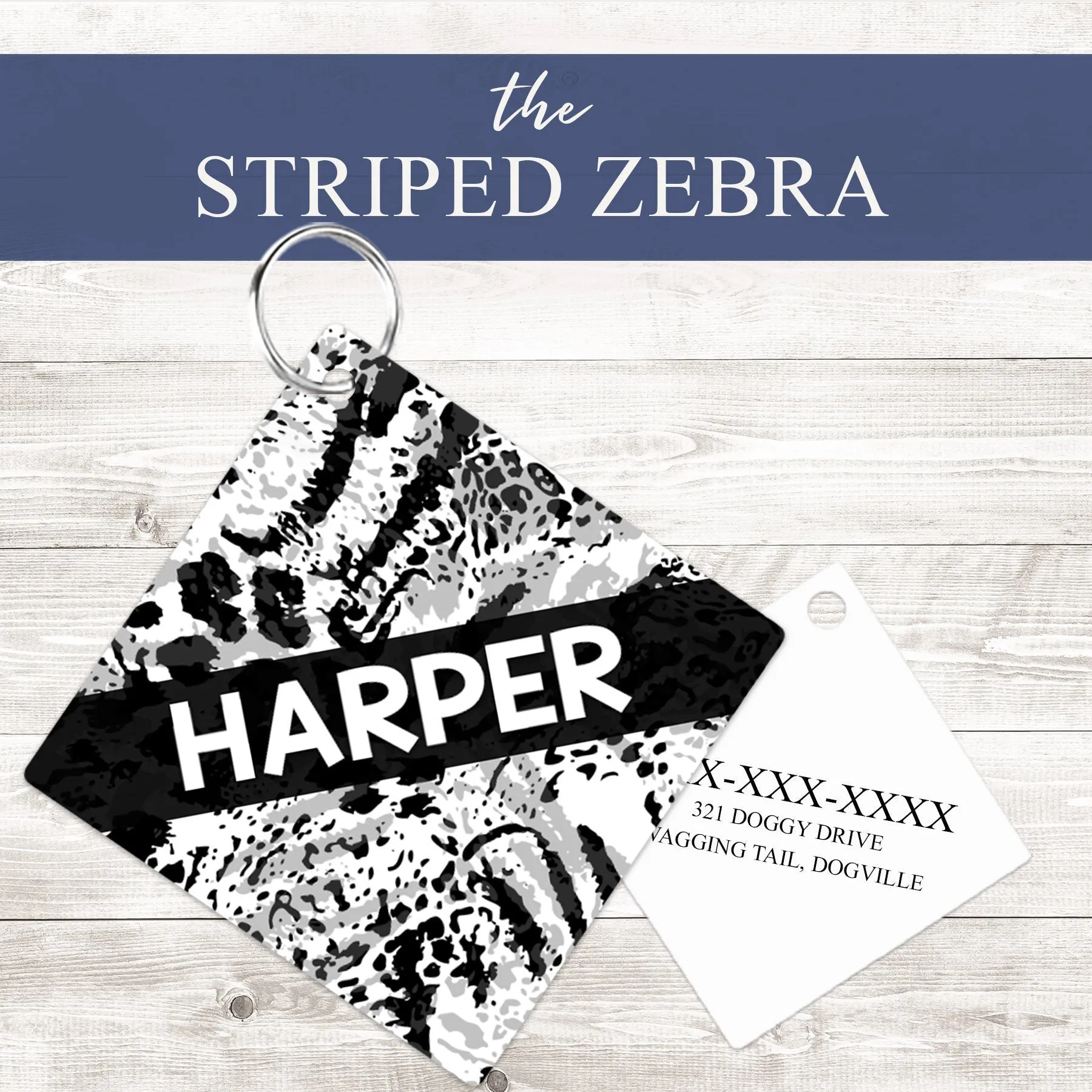 Pet ID Tag | Striped Zebra