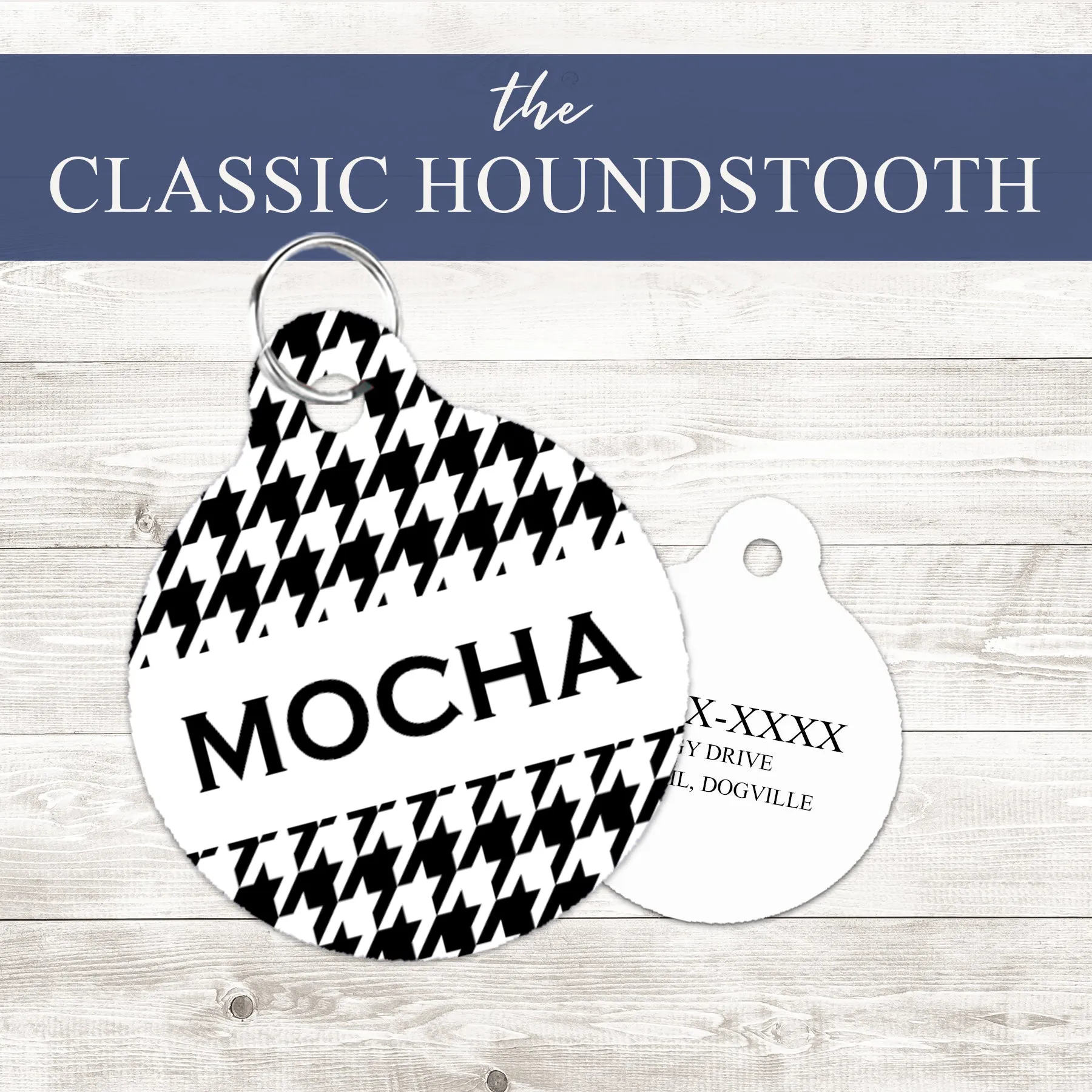 Pet ID Tag | The Classic Houndstooth