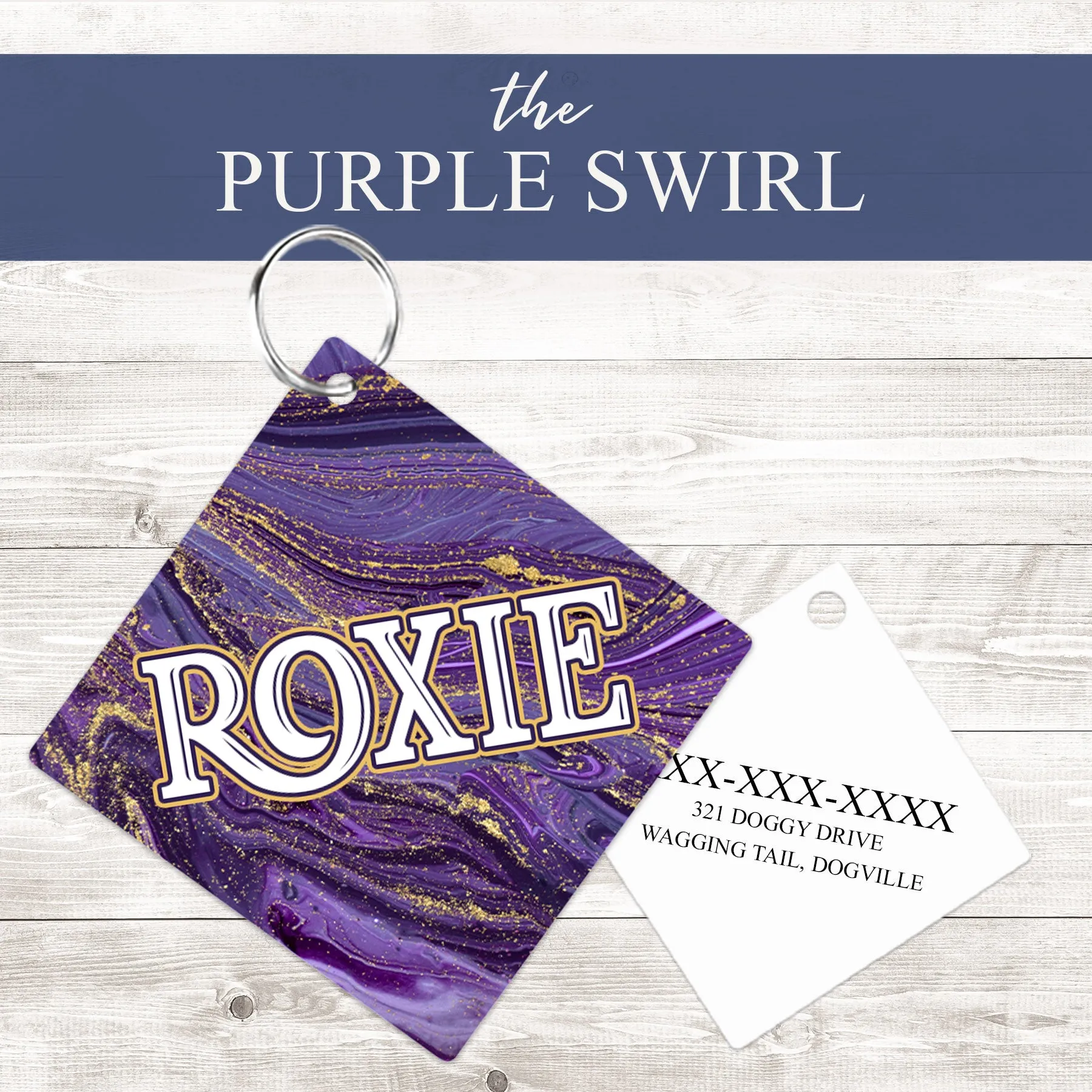 Pet ID Tag | The Purple Gold Marble
