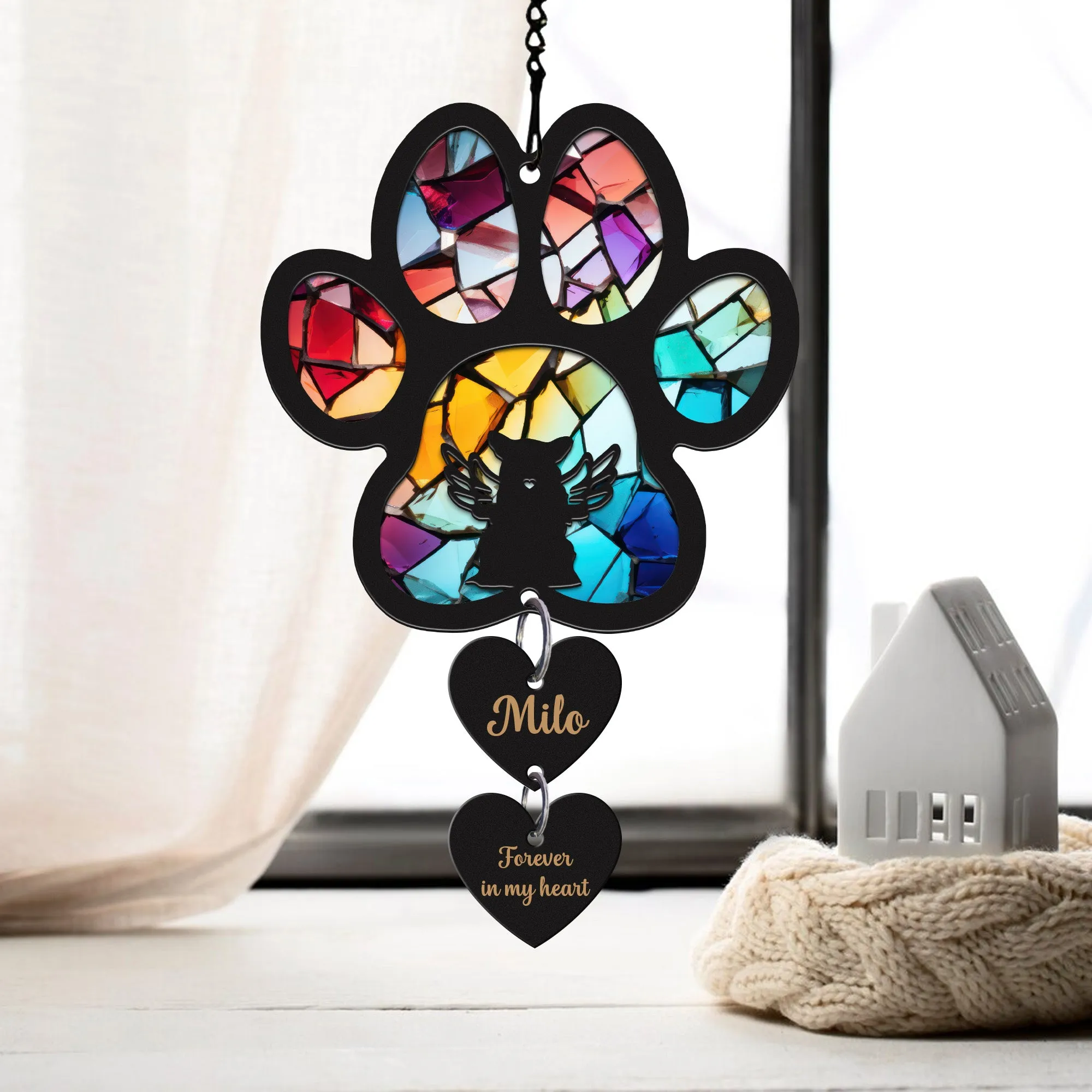 Pet Memorial Suncatcher, Personalized Pet Memorial Suncatcher with Custom Dog Breed and Name SC69