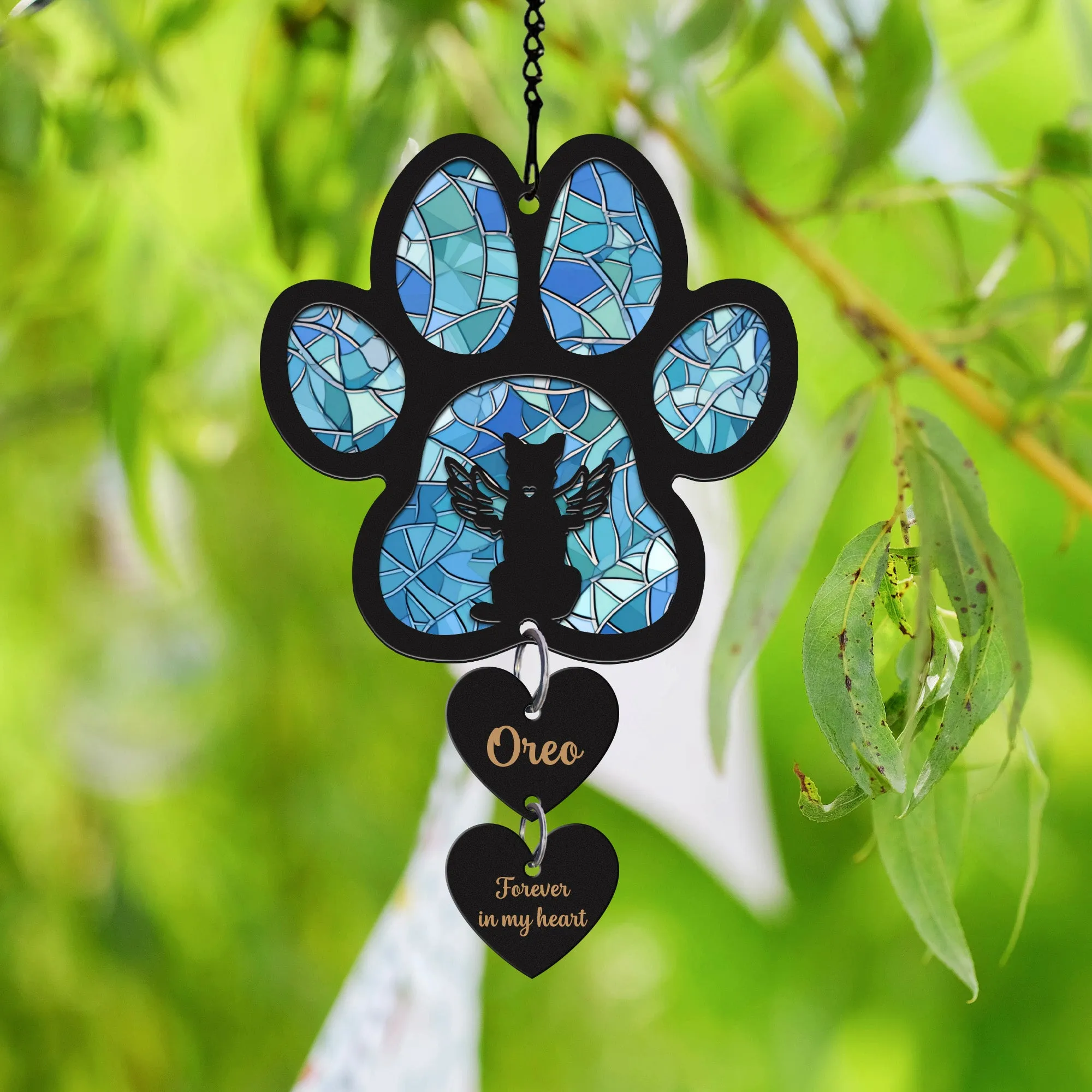 Pet Memorial Suncatcher, Personalized Pet Memorial Suncatcher with Custom Dog Breed and Name SC69