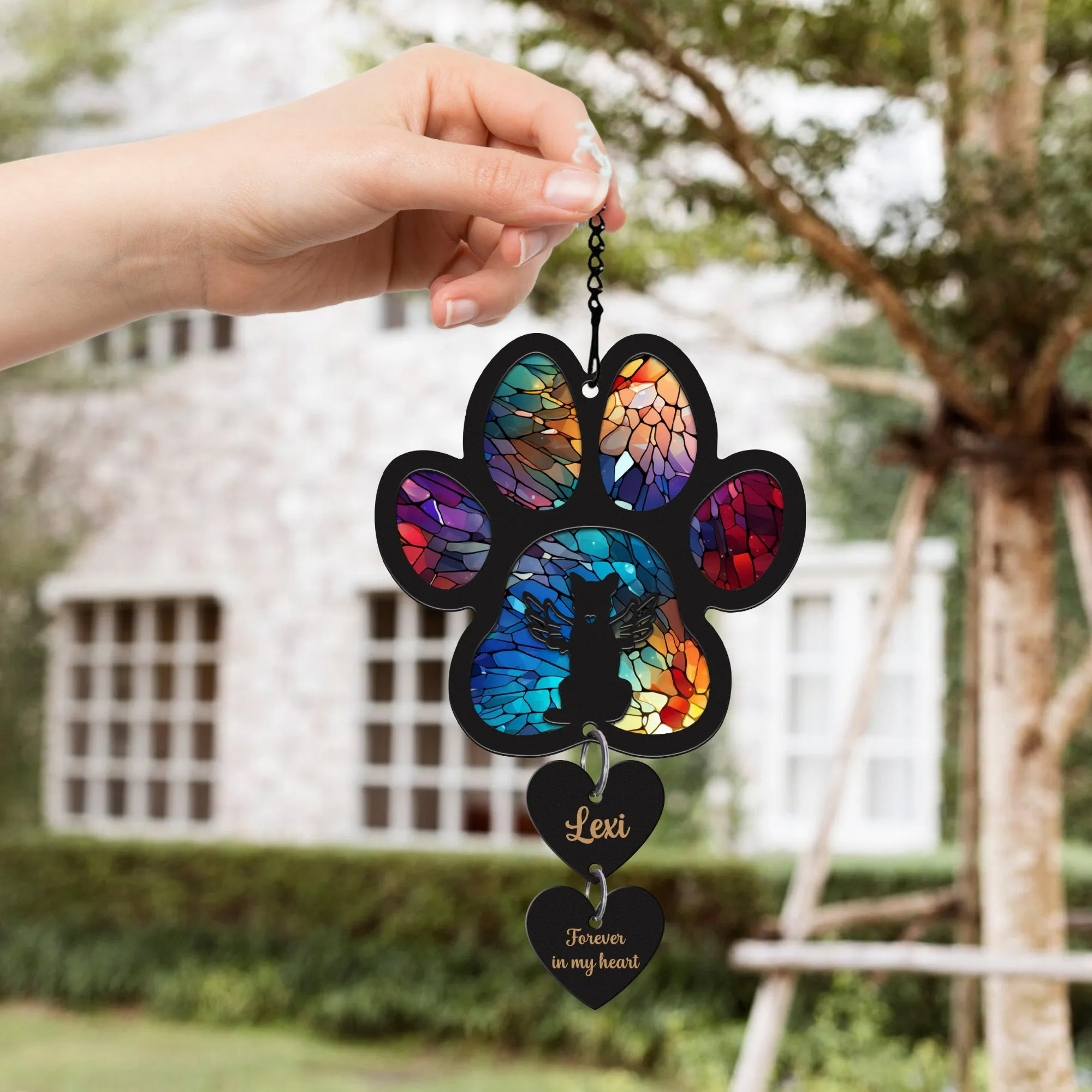 Pet Memorial Suncatcher, Personalized Pet Memorial Suncatcher with Custom Dog Breed and Name SC69