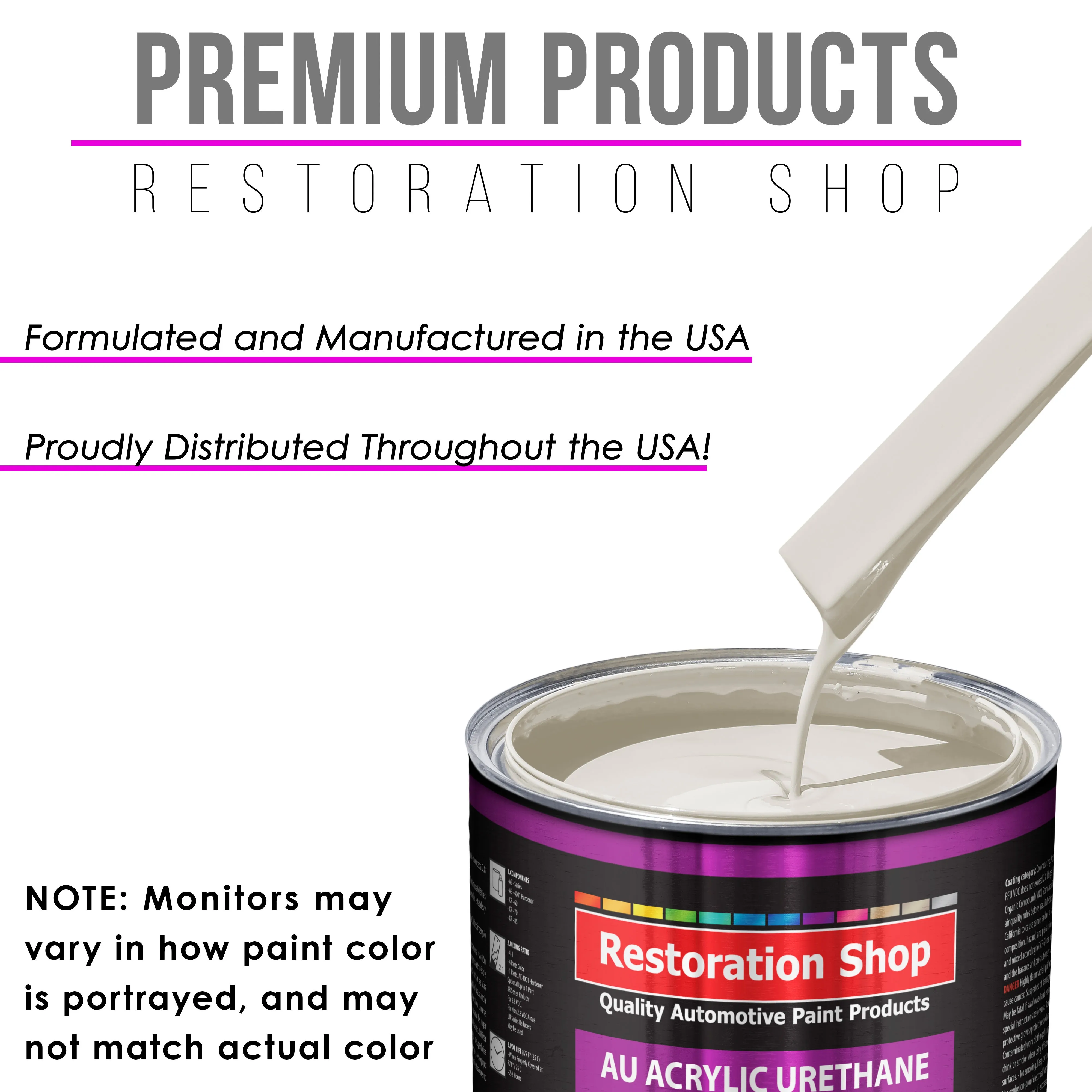 Pure White Acrylic Urethane Auto Paint (Complete Gallon Paint Kit) Professional Single Stage Gloss Automotive Car Truck Coating, 4:1 Mix Ratio 2.8 VOC