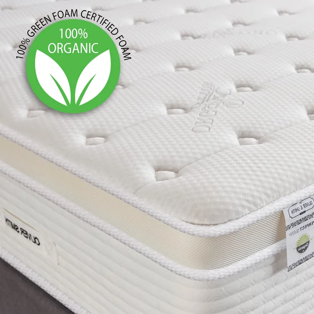 Queen Size Mattress - 14 Inch Cool Memory Foam & Spring Hybrid Mattress with Breathable Cover - Comfort Plush Euro Pillow Top - Rolled in a Box - Oliver & Smith
