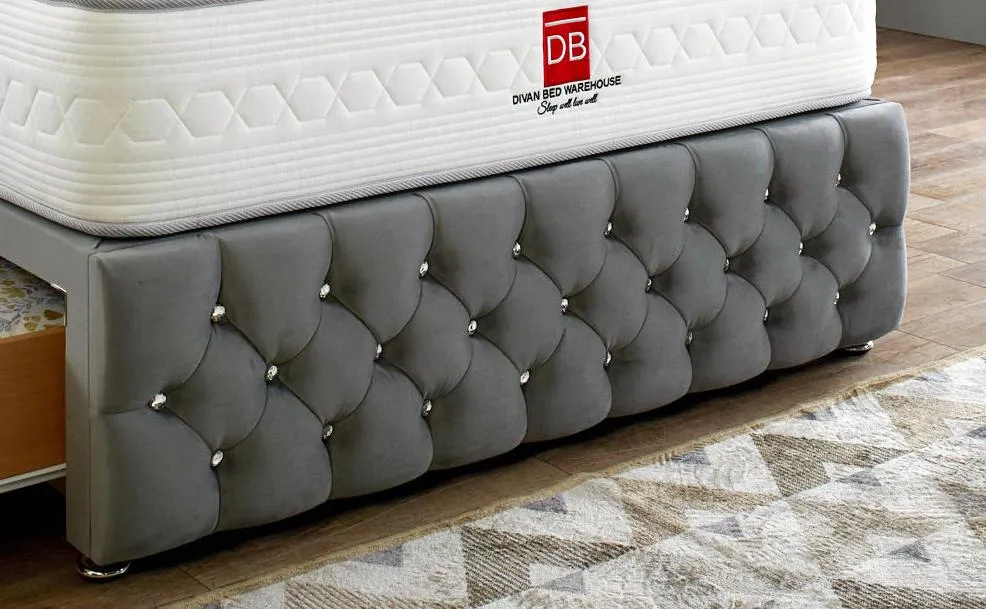 Regency Divan Bed Set With Tall Button Headboard Plus Footboard