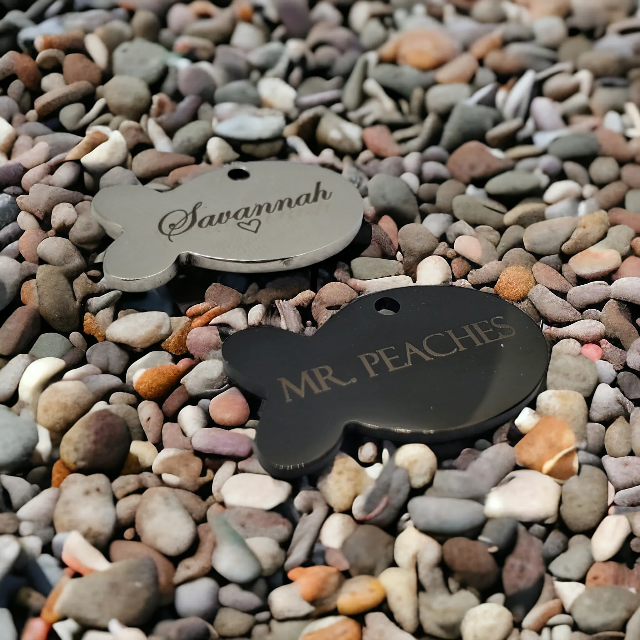 Rose Gold Fish Cat ID Tag | Laser Engraved Pet Tag Stainless Steel