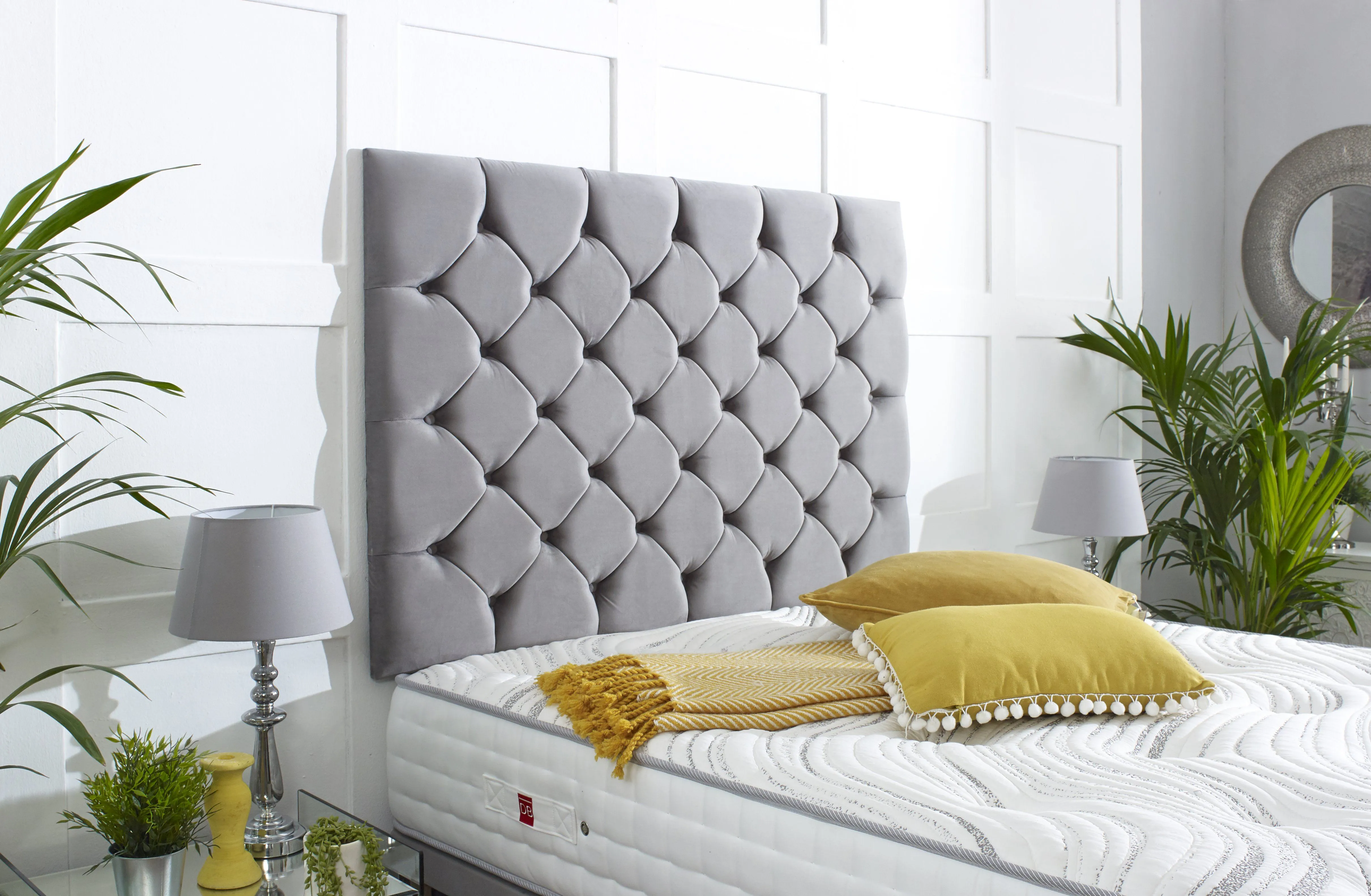 Royal Chester Divan Bed Set with Tall Button Headboard