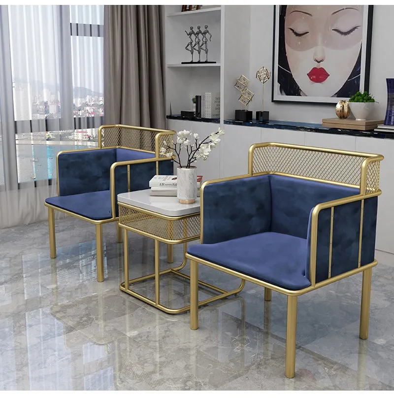 SET of 2 Nordic Simplified Golden Iron Living Room Leisure Chairs