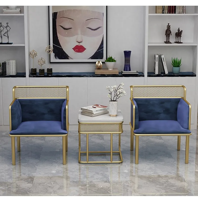 SET of 2 Nordic Simplified Golden Iron Living Room Leisure Chairs