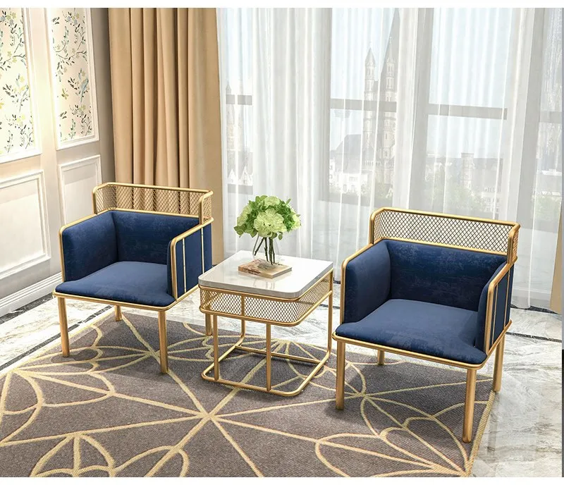 SET of 2 Nordic Simplified Golden Iron Living Room Leisure Chairs