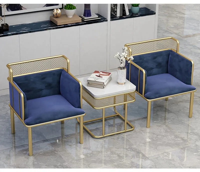 SET of 2 Nordic Simplified Golden Iron Living Room Leisure Chairs